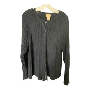 L.L. Bean Women's Size 1X Cardigan Sweater Navy Blue Button Up Long Sleeve